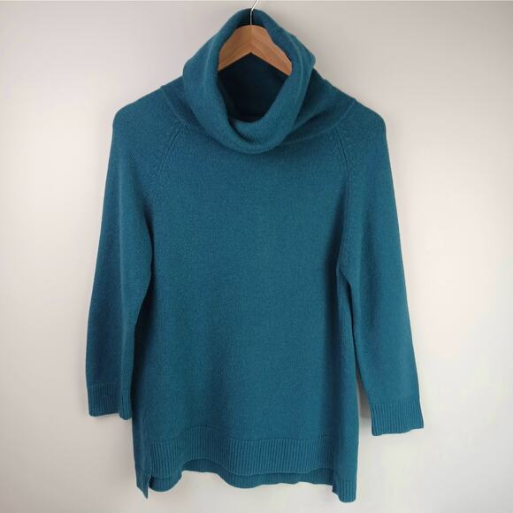 Theory SZ S 100% Cashmere Cowl Neck Sweater In Royal Green - Picture 2 of 5